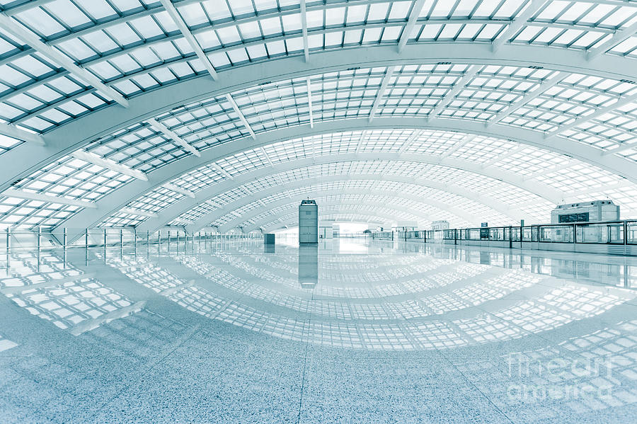 Steel Photograph - Modern Hall Of Subway Station At T3 by Ssguy Steel Photograph - Modern Hall Of Subway Station At T3 by Ssguy