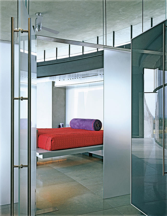 Modern Master Bedroom With Frosted Glass Walls Photograph by Robert Reck