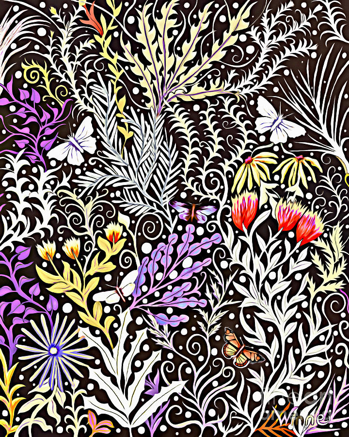 Modern Tapestry Design In Black, White, Purple And Yellow Tapestry - Textile by Lise Winne