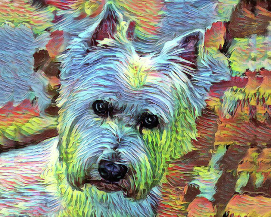 Modern Westie Portrait Painting by Portraits By NC