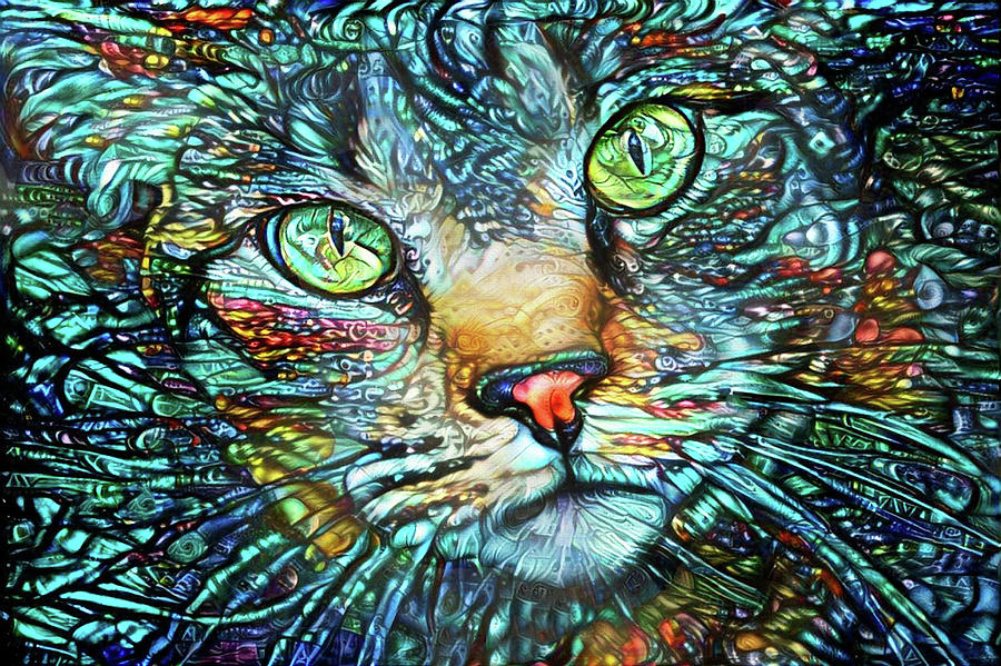 Moe the Colorful Tabby Cat Digital Art by Peggy Collins