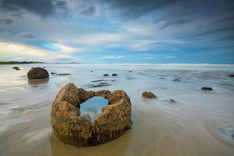 Beach Digital Art - Moeraki Boulders On Beach, New Zealand by Douglas Pearson