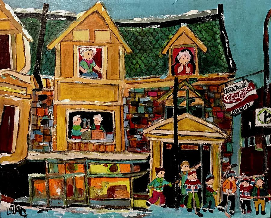Moes Casse Croute au Coin Montreal Painting by Michael Litvack