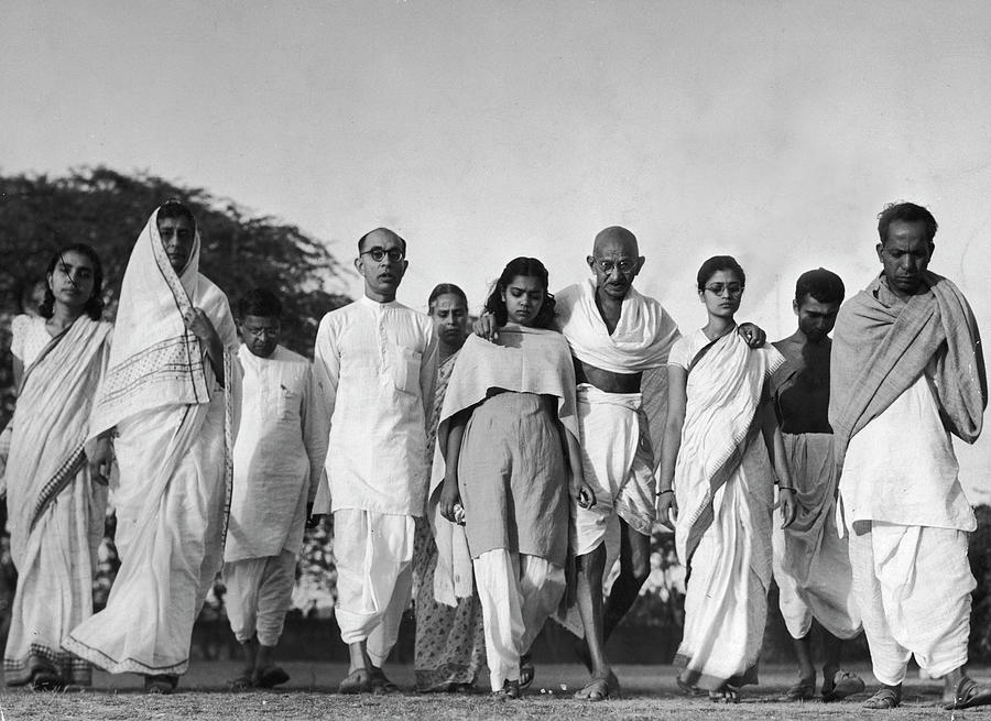 Mahatma Gandhi Photograph - Mohandas K. Gandhi ;Manilal Gandhi ;Mrs. Kanu Gandhi;Pyarelal;Sita Gandhi;Sushila Pai;Raj Kumari by Margaret Bourke-White