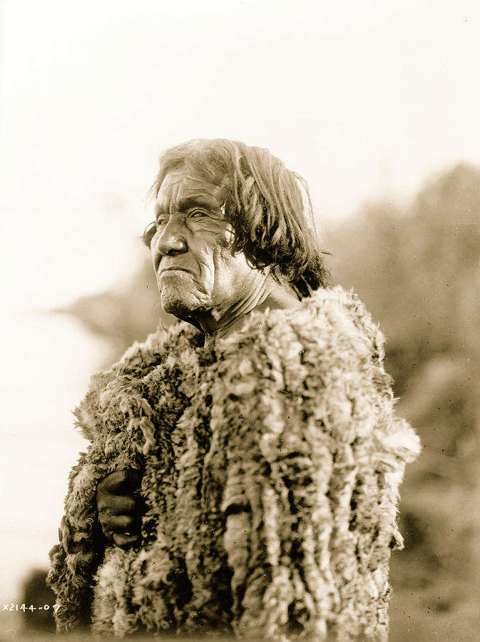 Mohave man wearing 'primitive' robe of rabbit skin Painting by - Pixels