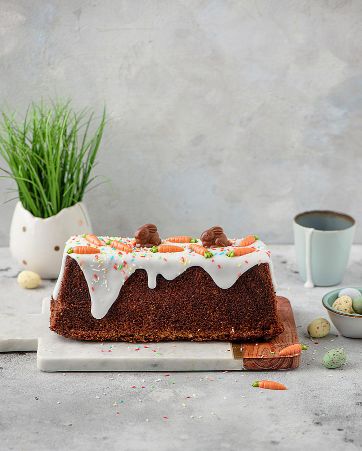 Moist Carrot Cake For Easter Photograph by Ewgenija Schall