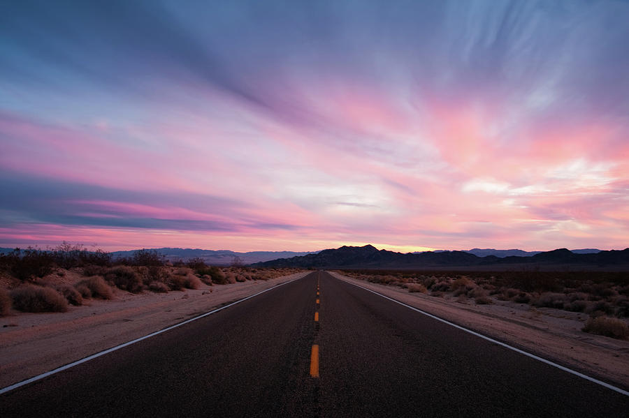 Mojave Desert Sunset On Lonely, Wide Photograph by Eric Lowenbach