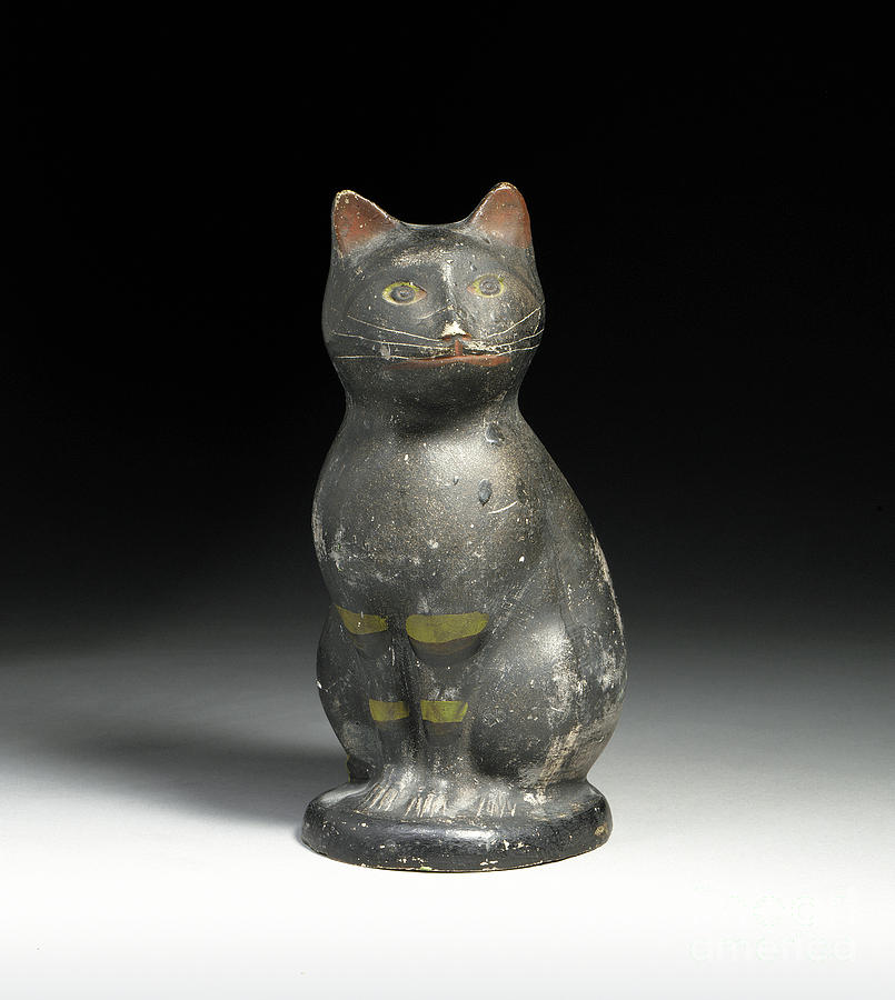 Molded and decorated cat  Sculpture by American School
