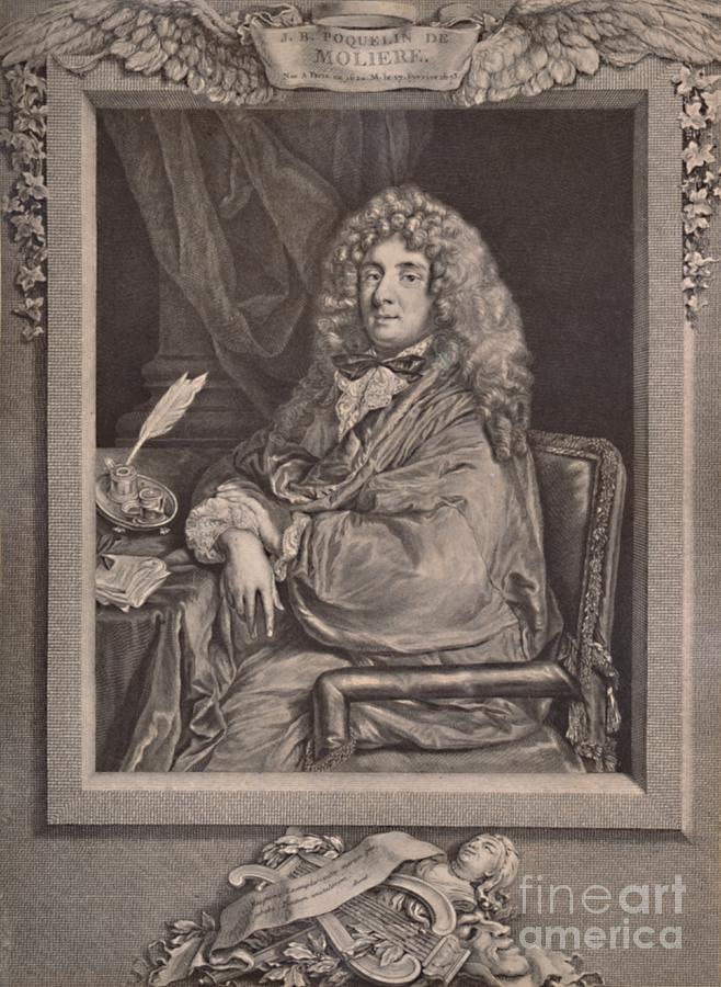 Moliere French Playwright And Actor Drawing by Print Collector