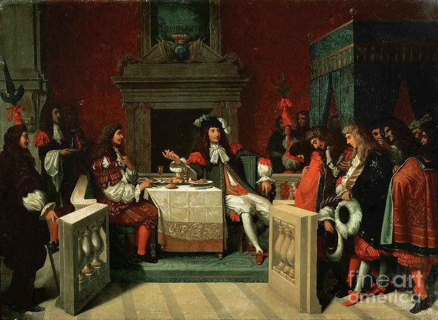Molière At The Table Of Louis Xiv Drawing by Heritage Images