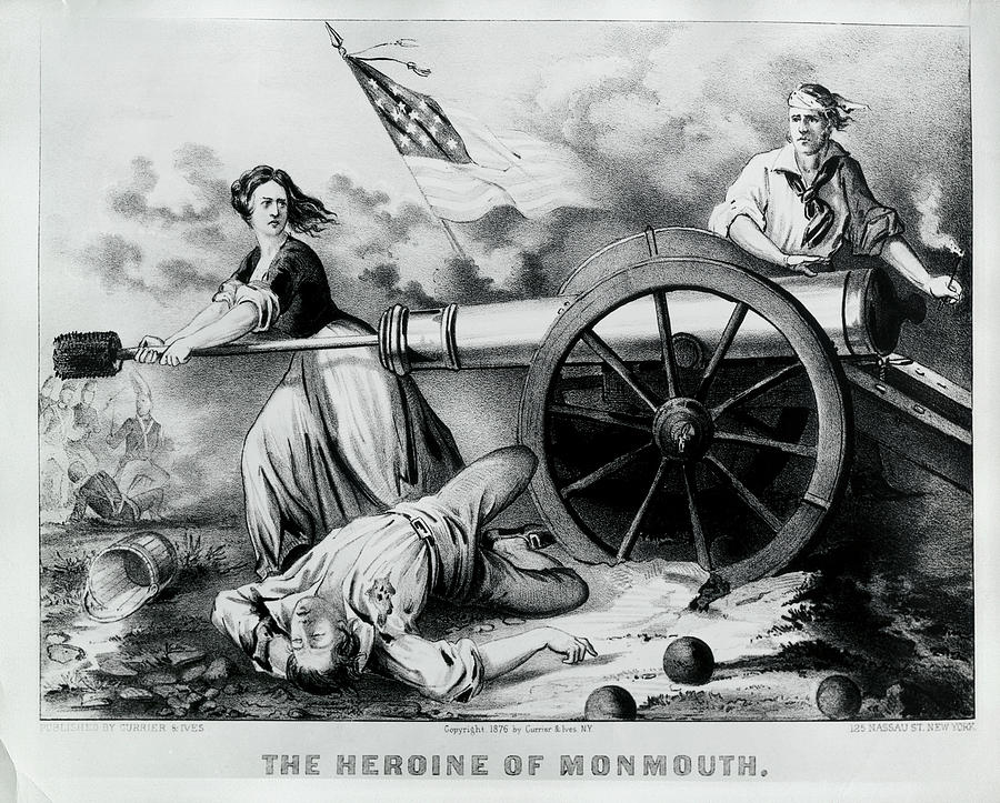 Flag Drawing - Molly Pitcher-heroine Of Monmouth by Currier & Ives