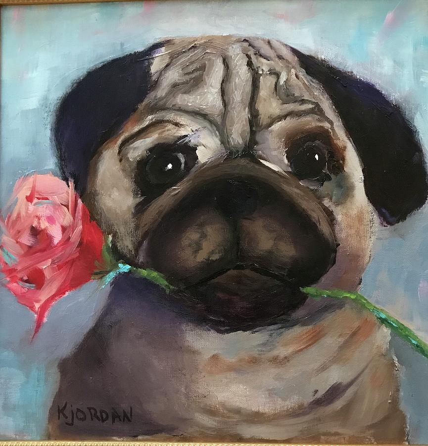 Pug Painting - Molly Pug by Karen Jordan Pug Painting - Molly Pug by Karen Jordan