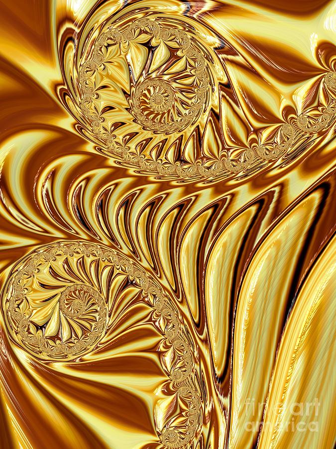 Molten Liquid Gold Fractal Abstract Digital Art by Rose Santuci-Sofranko