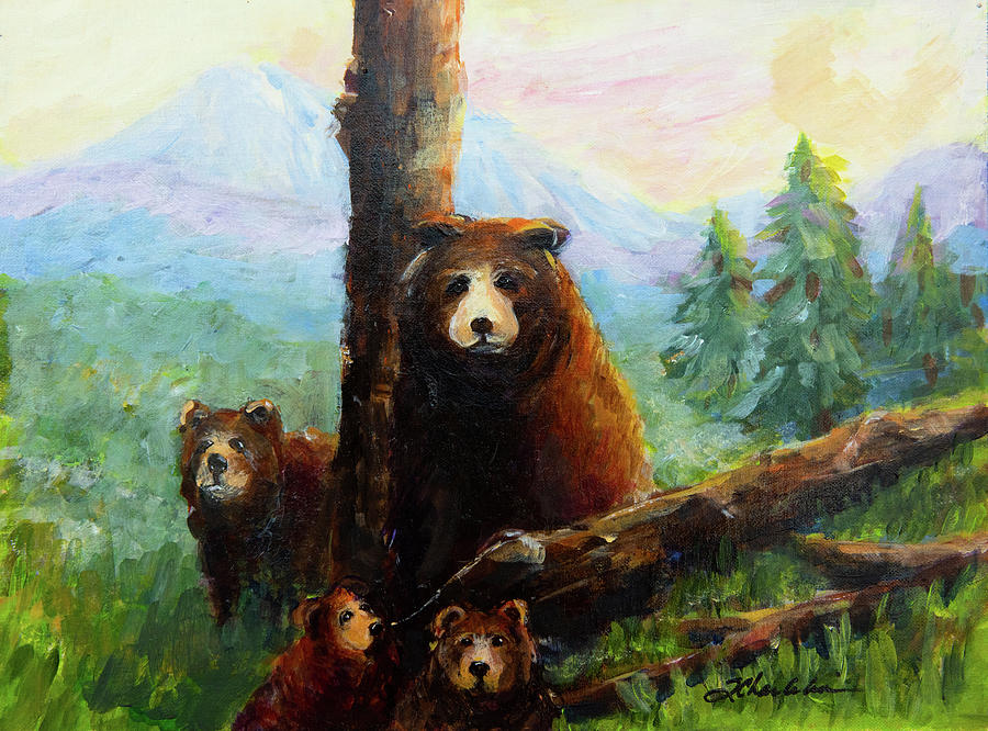 Momma Bear Painting by Sandra Charlebois
