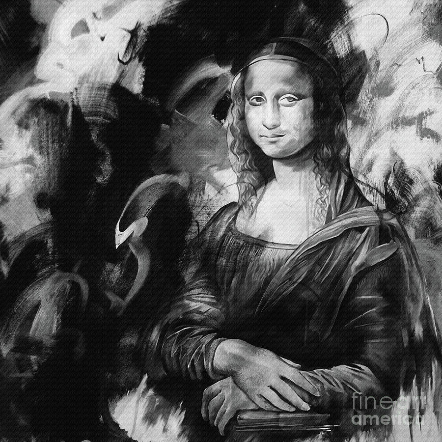Mona Lisa black Painting by Gull G