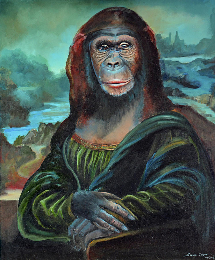 Animal Painting - Mona Monkey Lisa by Sue Clyne