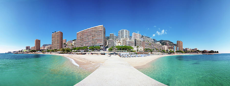 Monaco Beach Cityscape Panorama Photograph by Pixzzle