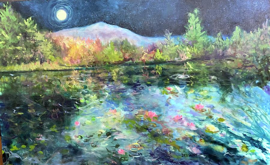 Landscape Painting - Monadnock Evening Lotus by Linda Dessaint