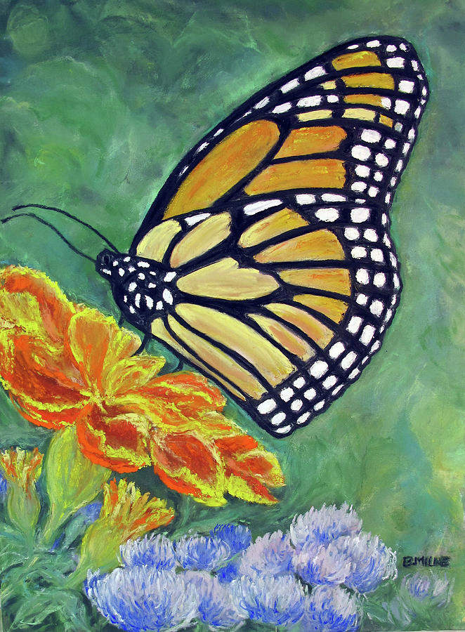 Monarch Butterfly and Flowers Painting by Barbara MILNE - Fine Art America