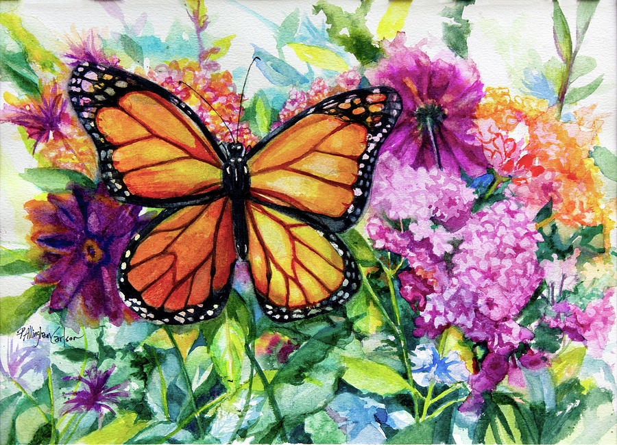 Monarch in the Garden Painting by Patricia Allingham Carlson