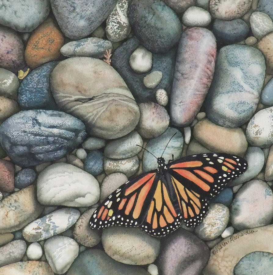 Monarch on the Rocks Painting by Karen Richardson