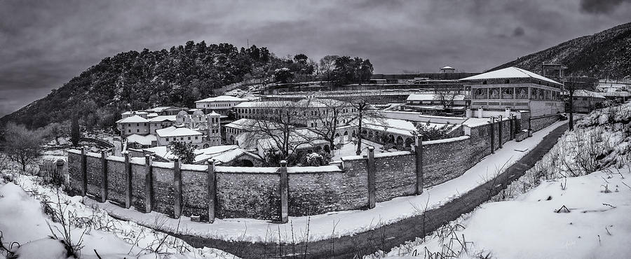 Monastery In The Snow Photograph by Elias Pentikis
