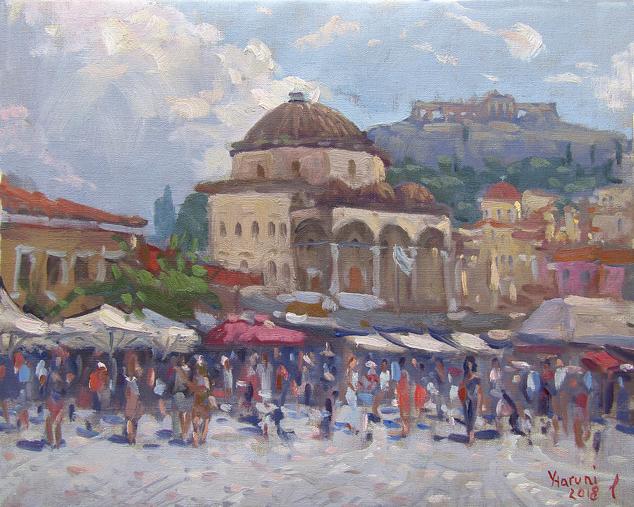 Monastiraki Athens Painting by Ylli Haruni