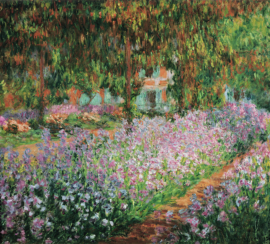 Nature Mixed Media - Monet-artists Garden by Portfolio Arts Group