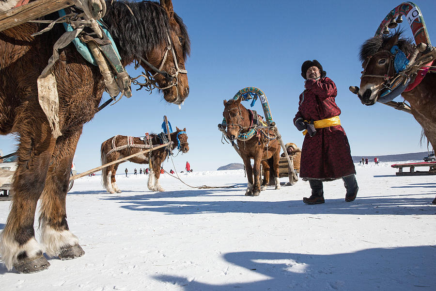 Mongolian Ice Festival Sleds Photograph by Taylor Weidman | Fine Art ...