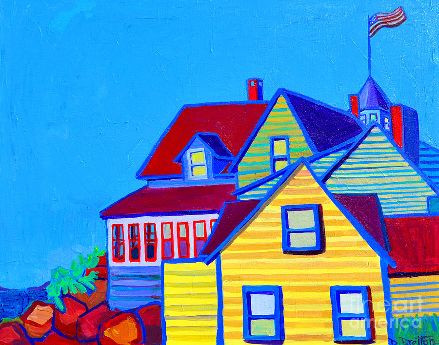 Monhegan Harbor Houses Painting by Debra Bretton Robinson