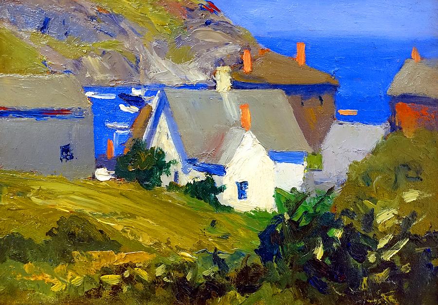 Edward Hopper - Monhegan Houses Painting by Jon Baran