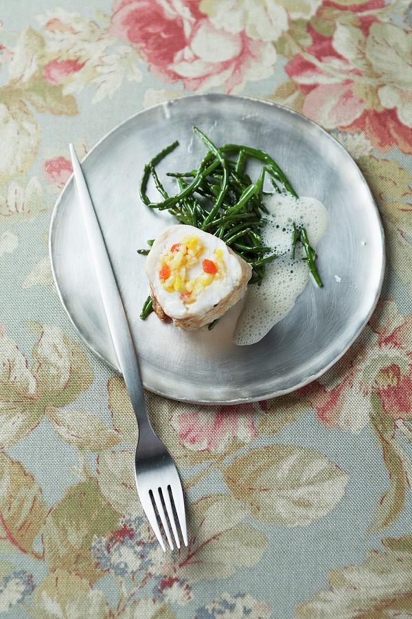 Monk Fish With Marsh Samphire And A White Wine Sauce Photograph by Joerg Lehmann