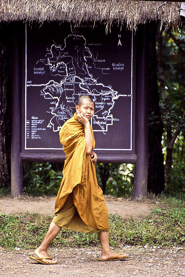Monk In A Hurry In Thailand Photograph