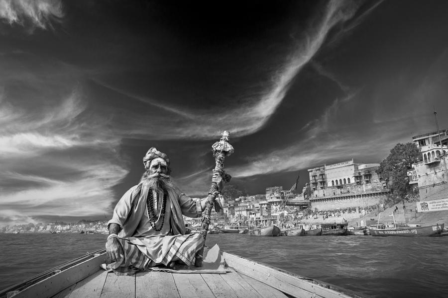 Boat Photograph - Monk Of Varanasi by Joyraj Samanta