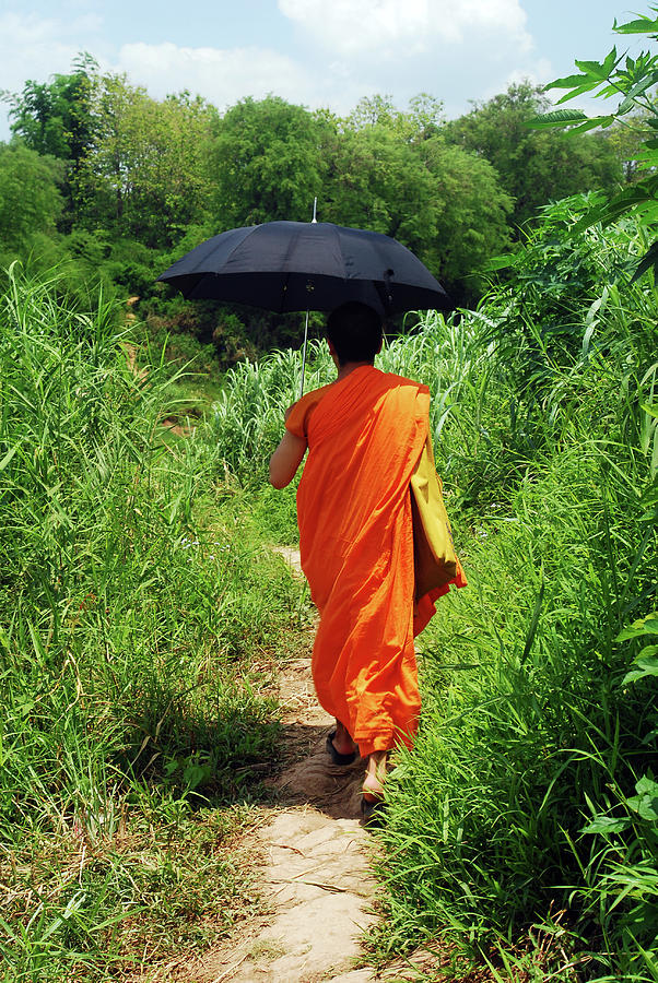 Monk Walking, Luang Prabang, Laos Photograph by Thepurpledoor