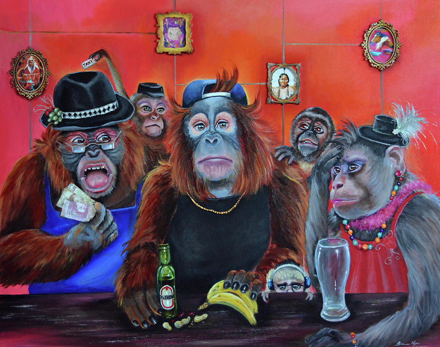 Monkey Painting - Monkey Business by Sue Clyne