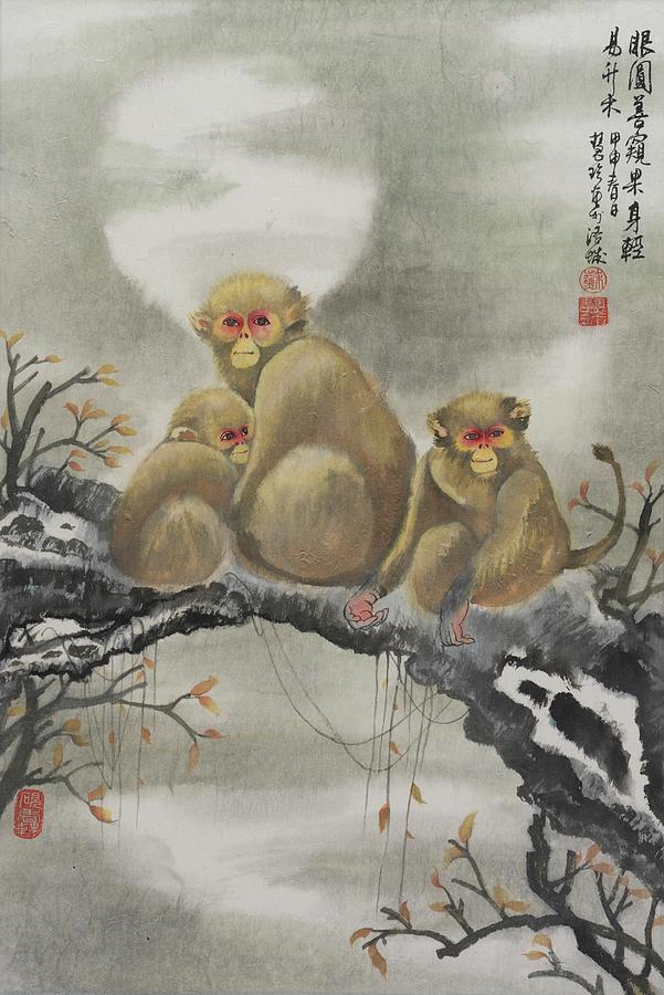 Monkey Family Painting by Jenny Sanders