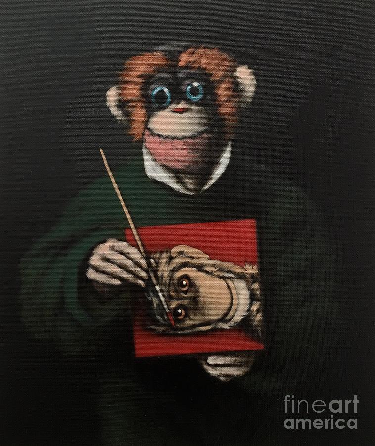 Monkey Painter, 2005 Painting by Peter Jones