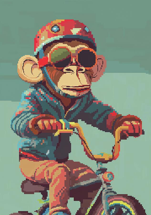 Monkey Riding A Bicycle Digital Art by Trendy Art Monkey Riding A Bicycle Digital Art by Trendy Art