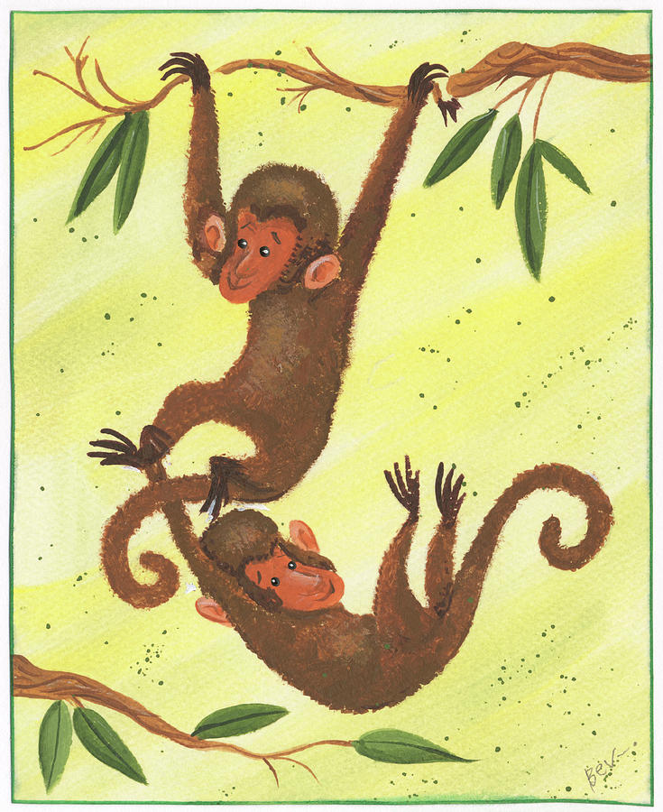 Monkeys Painting by Beverly Johnston