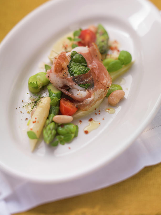 Monkfish Saltimbocca With Asparagus italy Photograph by Eising Studio