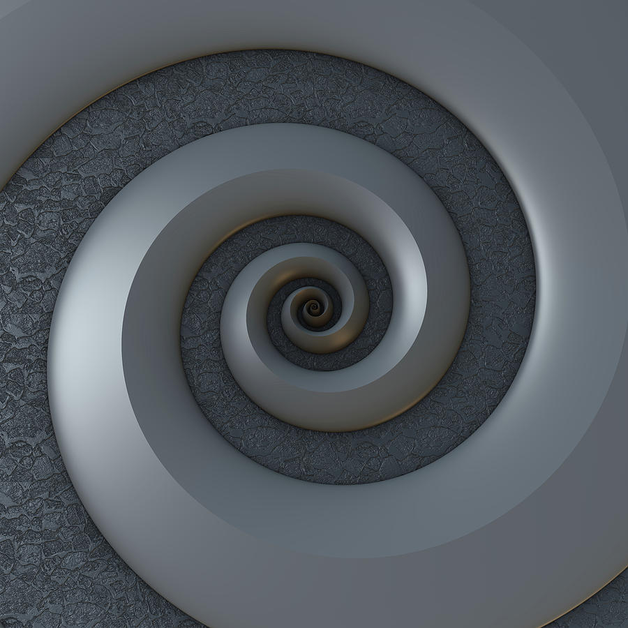 Monochrome 3-d Spiral Digital Art
