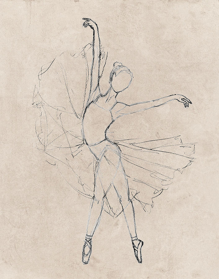 Dancing Digital Art - Monochrome Ballerina by Sd Graphics Studio