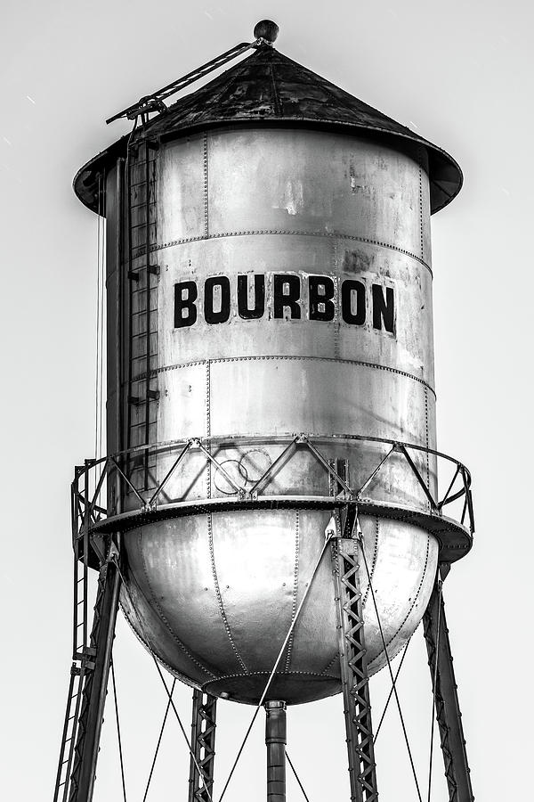 Monochrome Bourbon Water Tower - Whiskey Decor Photograph by Gregory Ballos