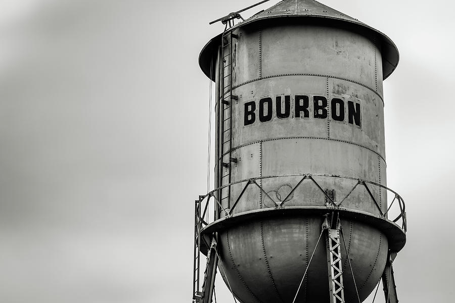 Monochrome Bourbon Whiskey Water Tower Barrel Photograph by Gregory Ballos