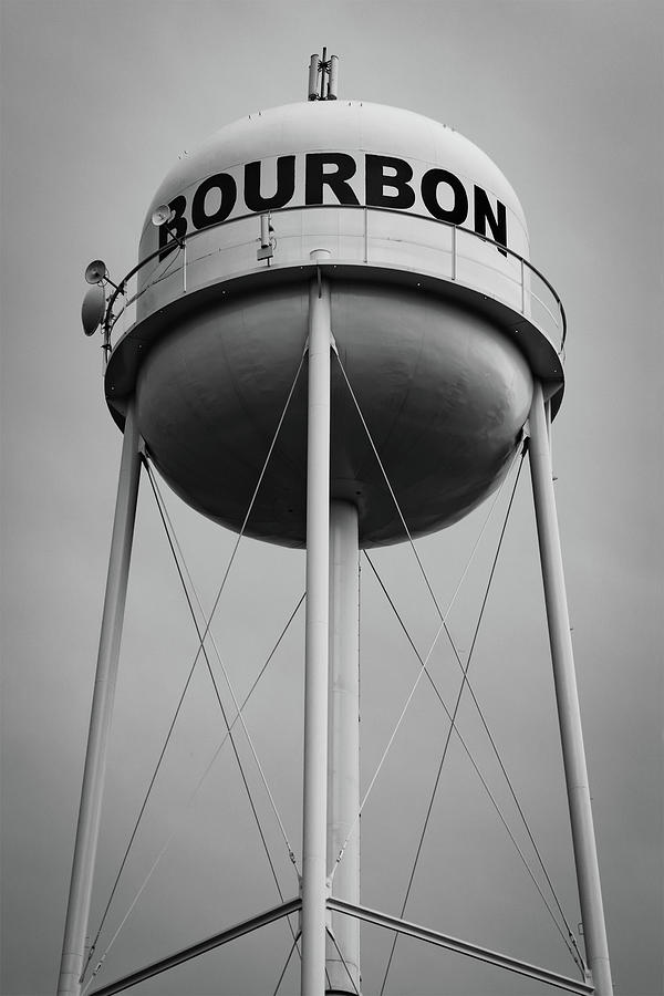 Vintage Photograph - Monochrome Bourbon Whiskey Water Tower by Gregory Ballos
