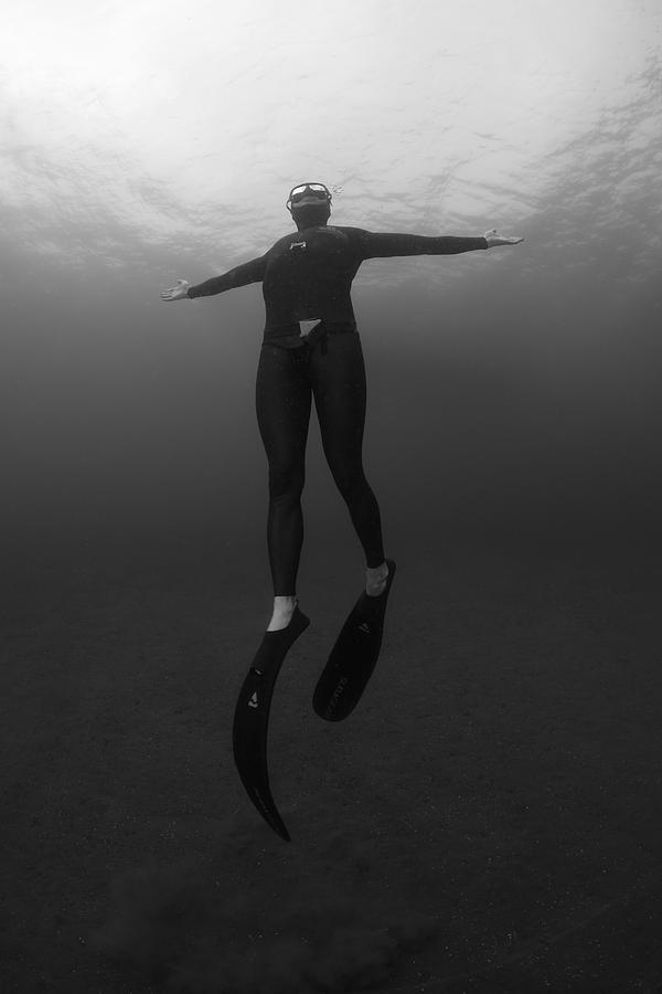 Monochrome Freediver Photograph by Marc Van der Poel Fine Art America