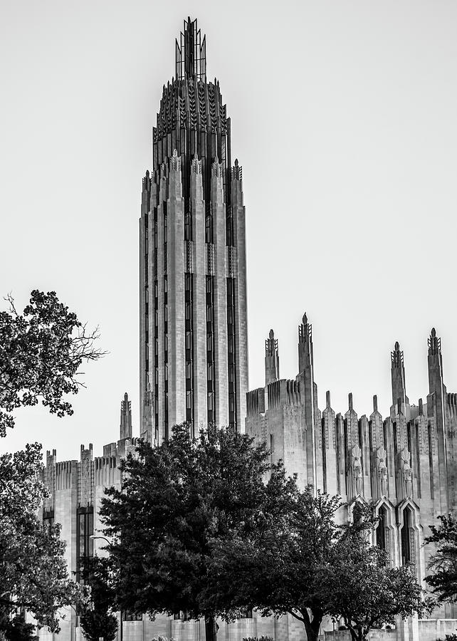 Monochrome Landscape of Boston Avenue United Methodist Church - Tulsa Oklahoma Photograph by Gregory Ballos