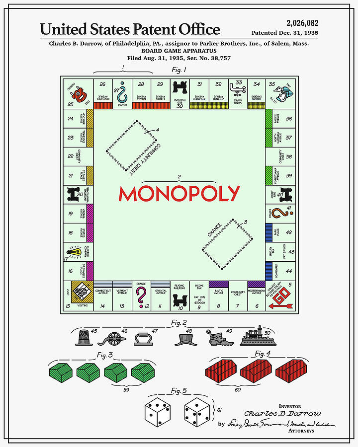 Vintage Digital Art - Monopoly Patent by Finlay McNevin