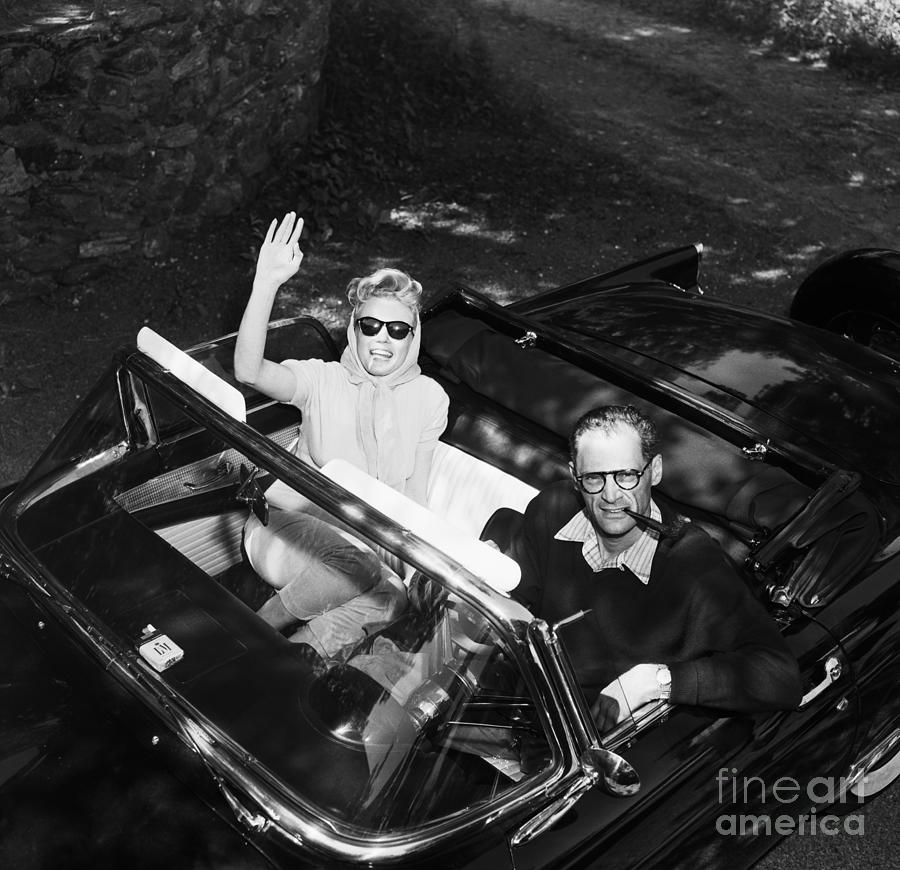 Monroe And Miller In Their Car Photograph by Bettmann
